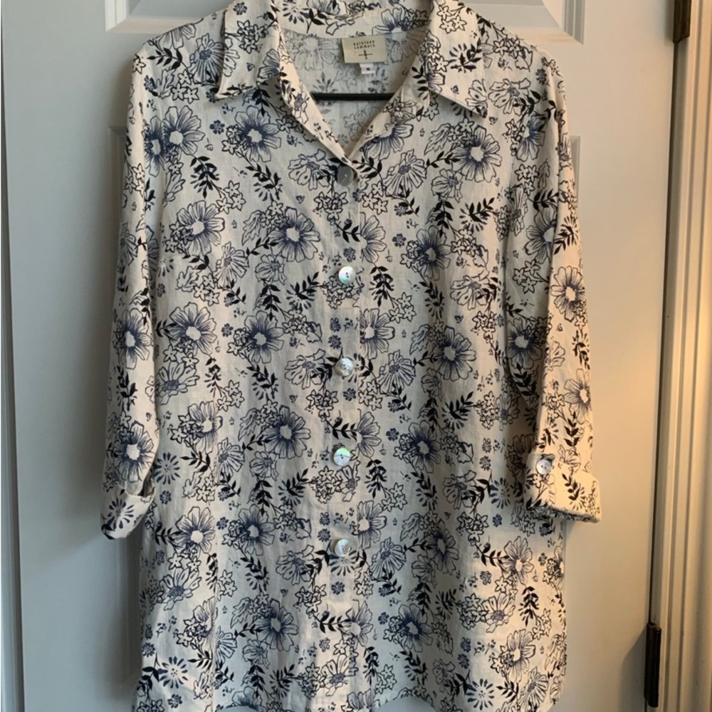Linen Floral Button-Up Shirt